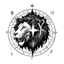 astrological sign leo and cancer with star and number 13 tattoo design idea