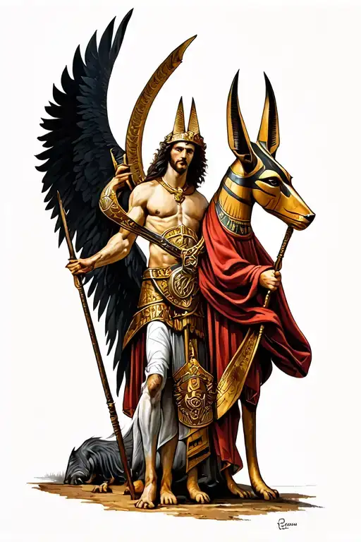 saint florian and anubis tattoo design tattoo design idea