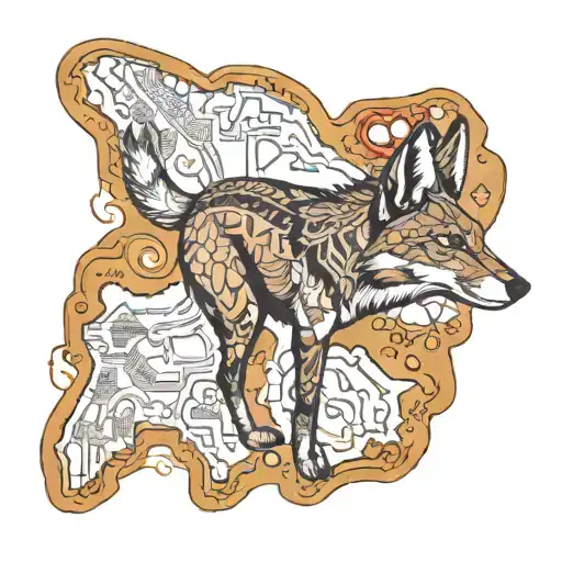 Ethiopian Wolf in Ethiopian map tattoo design idea