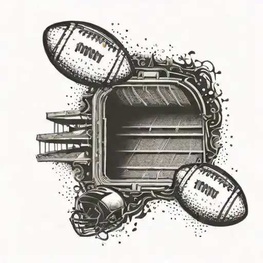 Incorporate a football stadium silhouette with music notes in a dotwork half sleeve tattoo tattoo design idea