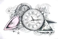 Pink Floyd time clock tattoo design idea