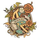 Geography, running and letters K and I tattoo design idea