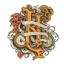 Geography, running and letters K and I tattoo design idea