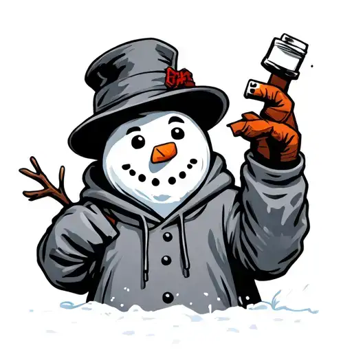 snowman lil gangster homie waring a hoodie tattoo design idea