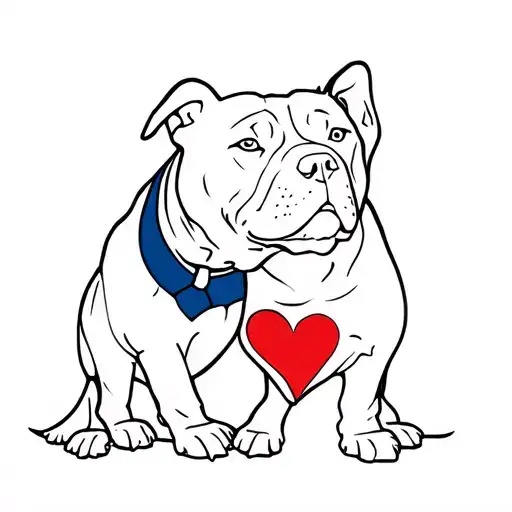 Pit bull and American bully heart intertwined tattoo design idea