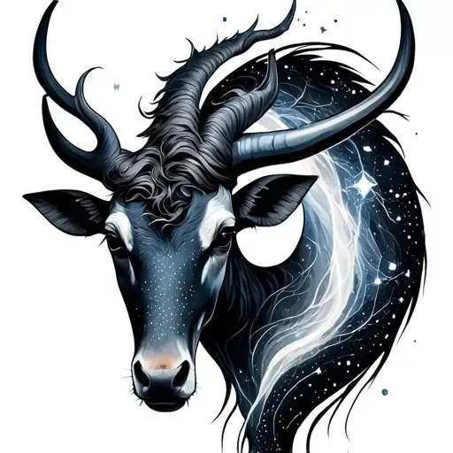 taurus and aquarius constellation merging together tattoo design idea