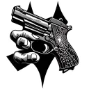 spider web pistol pointing tattoo design idea