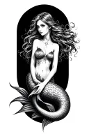 2000s siren mermaid tattoo design idea