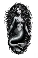 2000s siren mermaid tattoo design idea
