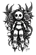 voodoo doll leg sleeve tattoo design idea