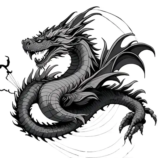 paragliding, spirited away haku dragon tattoo design idea