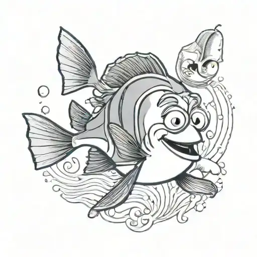I'm a forgetful person. I want a tattoo that references the character Dori from the movie "Finding Nemo". tattoo design idea