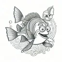 I'm a forgetful person. I want a tattoo that references the character Dori from the movie "Finding Nemo". tattoo design idea