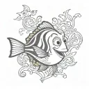I'm a forgetful person. I want a tattoo that references the character Dori from the movie "Finding Nemo". tattoo design idea