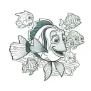 I'm a forgetful person. I want a tattoo that references the character Dori from the movie "Finding Nemo". tattoo design idea