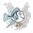 I'm a forgetful person. I want a tattoo that references the character Dori from the movie "Finding Nemo". tattoo design idea