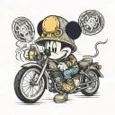 mickey mouse wearing a kevlar helmet with a cigarette in his mouth tattoo design idea