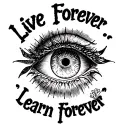"Live Forever — Learn Forever" змея с черепом tattoo design idea