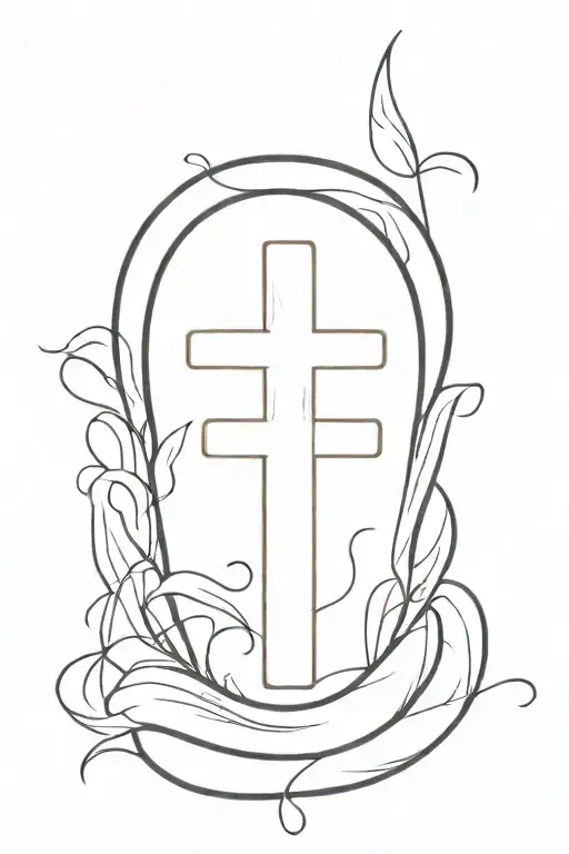 White wooden cross with black grain lines tattoo design idea
