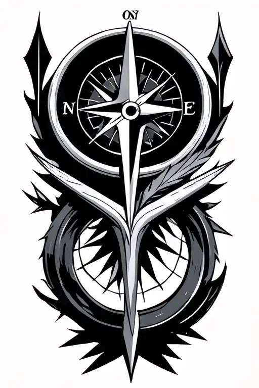 arrow compass tattoo design idea