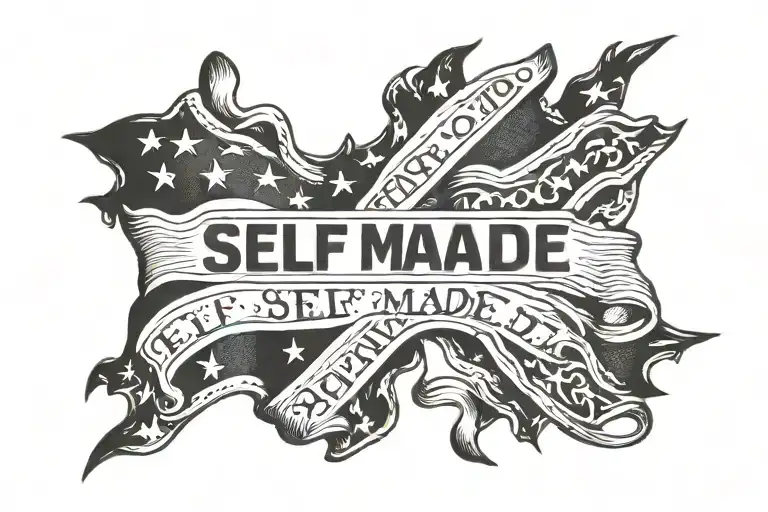 words "self made" half confederate flag tattoo design idea
