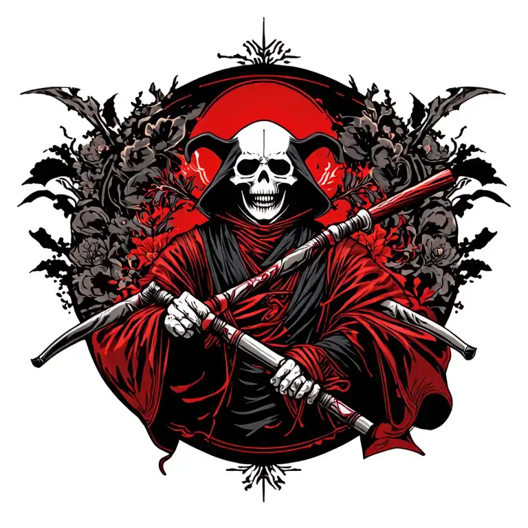 grim reaper full body tattoo design idea