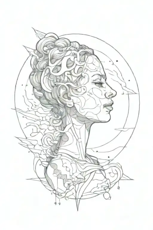 universe as head of aesthetic woman standing. don't let your mindset become what controls you  tattoo design idea