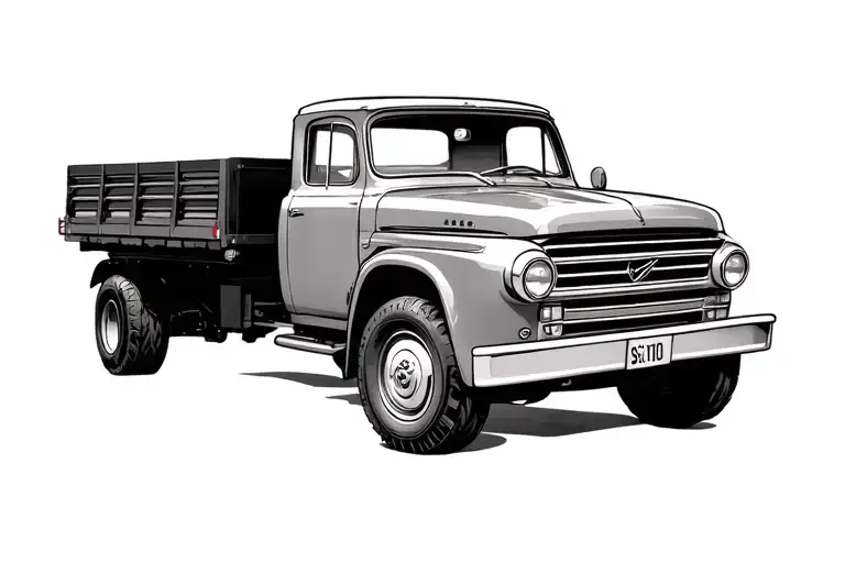 1970 volvo truck driving tattoo design idea