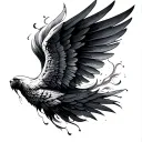 Wing with wind blowing beneath tattoo design idea
