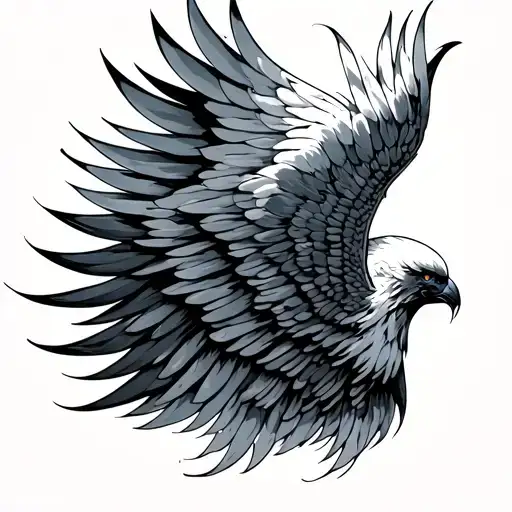 Wing with wind blowing beneath tattoo design idea
