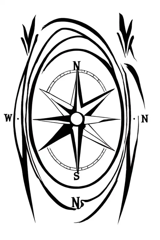 simple compass with long north arrow tattoo design idea
