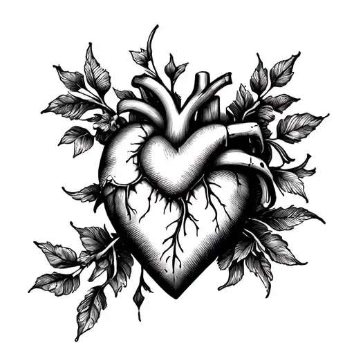 Realistic Heart tattoo design idea