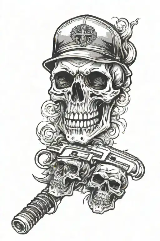 gangster type skulls theme arm sleeve tattoo design idea