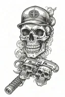 gangster type skulls theme arm sleeve tattoo design idea