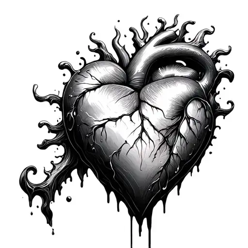 heart of stone melting away tattoo design idea