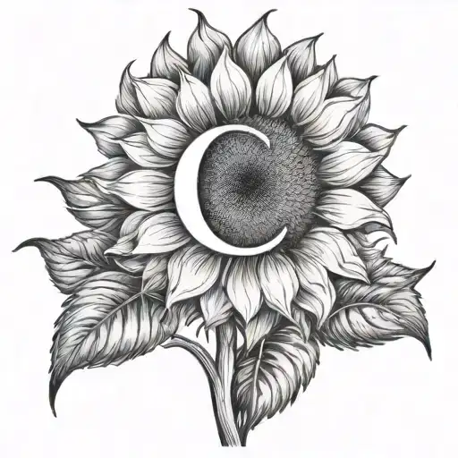 sunflower and the letter C tattoo design idea