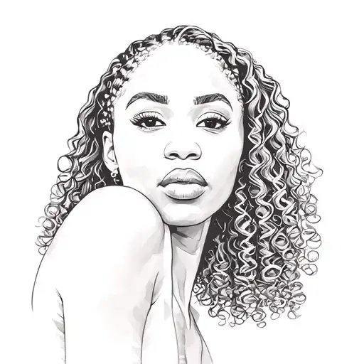 a black woman with curly hair tattoo design idea