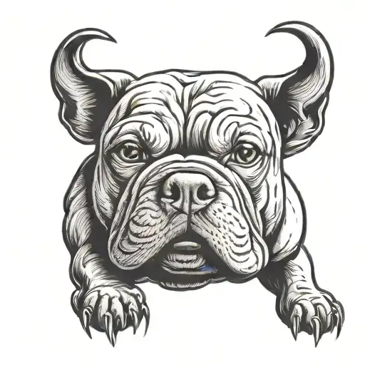 Bull breed dog, formidable, old school style tattoo design idea