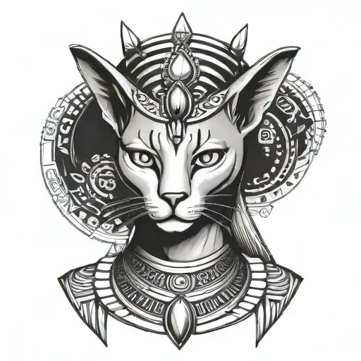 Bastet Egyptian Goddess. representing love and nurturing of a mothers touch tattoo design idea