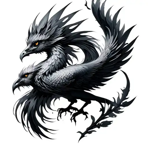 Feminine Phoenix tattoo design idea