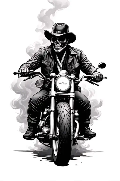 biker outlaw with smoke rising tattoo design idea