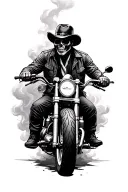 biker outlaw with smoke rising tattoo design idea