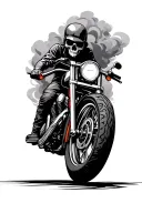 biker outlaw with smoke rising tattoo design idea