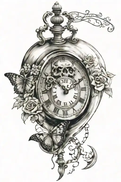 love willpower striving for a goal remember death with a clock tattoo design idea
