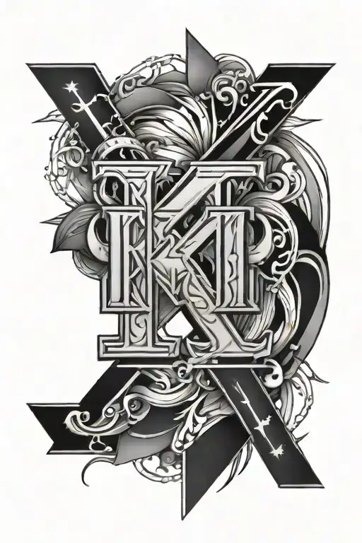 simple design with the letters K, J and M overlapping each other  tattoo design idea