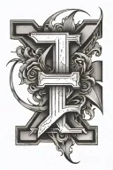 simple design with the letters K, J and M overlapping each other  tattoo design idea