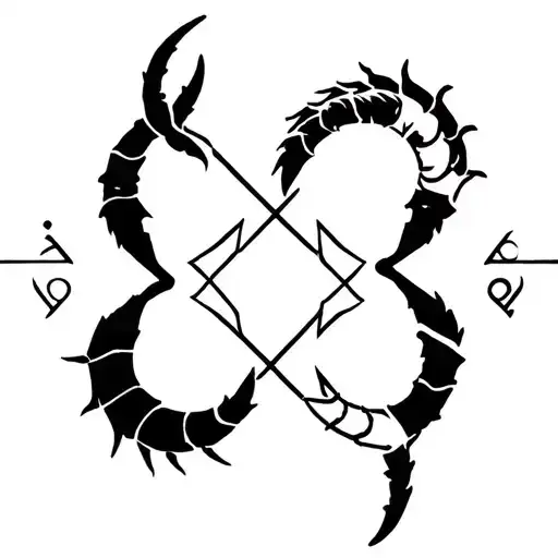 Capricorn sigil merging with scorpio sigil tattoo design idea