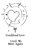 Sun, Moon, Polstärna, Black Small Heart, Cross, Sign for Conditional Love and Text: Until We Meet Again tattoo design idea