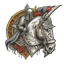 crusader knight in gusta dore style tattoo design idea