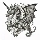 Dragon and Unicorn tattoo design idea